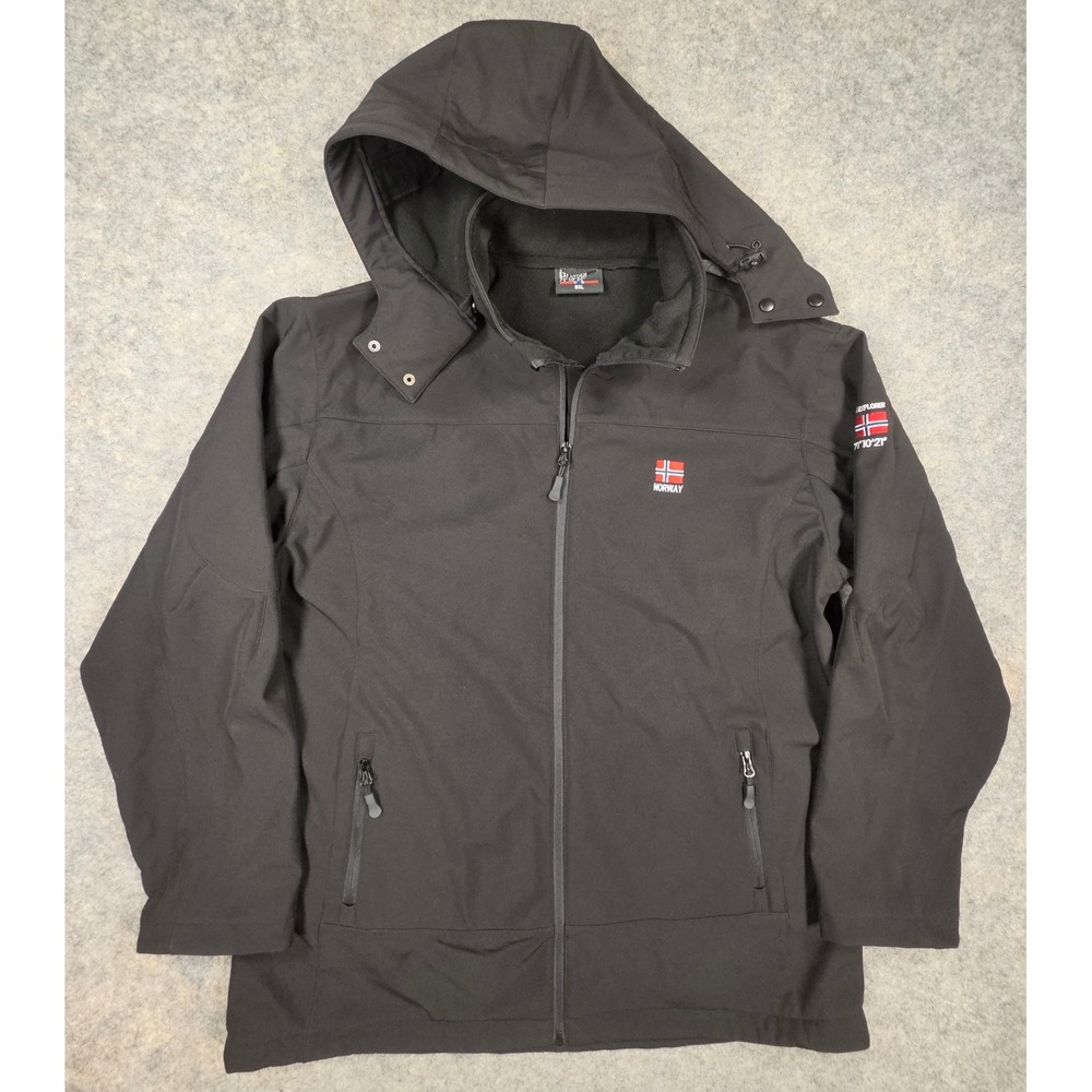 Scandinavian Explorer Mens Black Jacket Norway Flag Fleece Lined 3XL Winter Coat